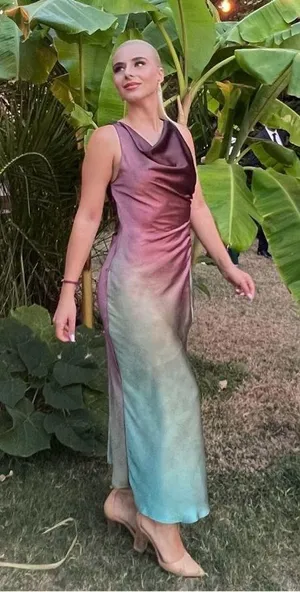 Zara dress midi satin tie dye fitted bodycon casual evening wedding cowl neck thumbnail 5