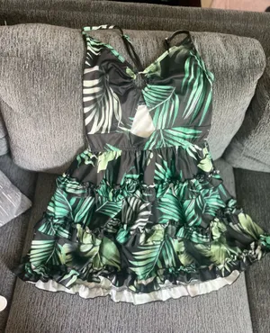 Tropical palm tree vacation dress Green Size M thumbnail 1