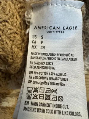 American Eagle Tan & White Striped Open Front Knit Cardigan Sweater Size S thumbnail 4