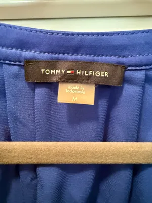 Tommy Hilfiger Blue V-Neck Cap Sleeve Blouse thumbnail 3