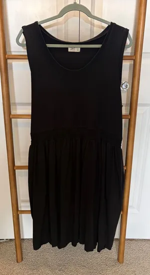 24/7 by Maurices Womens 3X Black Ribbed Smocked Waist Sleeveless Skater Dress thumbnail 1