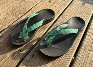 Chaco Black Sandals with Green Patterned Straps thumbnail 1