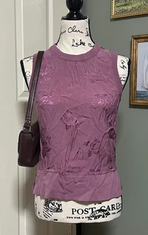 Ann Taylor Purple Top SZ Medium Y2K Whimsy Minimalist Chic thumbnail 1