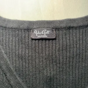 John Galt Brandy Melville Black Ribbed Button Front V-Neck Cardigan Cropped OS thumbnail 2