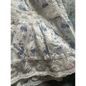 Altar'd State White Blue Ruffle Lace Floral Skirt Size XS thumbnail 3