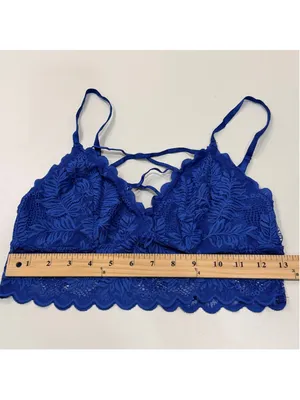 Avidlove Women’s M Blue Lace Bralette Strappy Longline Lingerie Top thumbnail 2