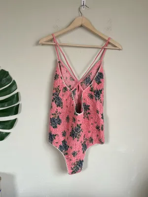 Free People Pink Seaside Rose Smocked Bodysuit thumbnail 8