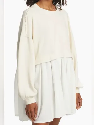 Free People Eleanor Pleated Trapeze Sweatshirt oversized mini dress size S thumbnail 3