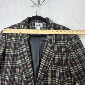 David N. Blazer Vintage Wool Plaid‎ Suede Trim Jacket Brown Black 10 Academia thumbnail 11