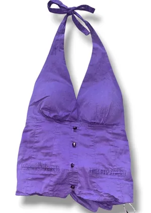 Y2K Washed Purple Corset Halter Top large thumbnail 1