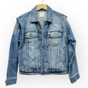 Joie Vintage-inspired Demanda Distressed Denim Jacket size small thumbnail 5