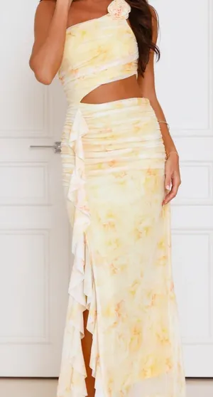 Hello molly yellow 1 shoulder dress thumbnail 1