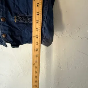 Womens Dark Wash‎ Denim Vest Sleeveless Jean Button Up Braided Pockets S Western thumbnail 4