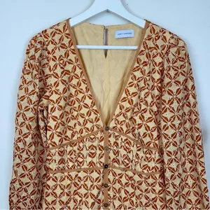 Lost + Wander Golden Dawn Orange Geometric Print Long Sleeve Boho Midi Dress S thumbnail 3
