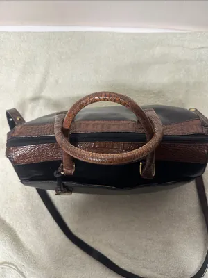 Brahmin Black and Brown Leather Crossbody Satchel-Crossbody thumbnail 3
