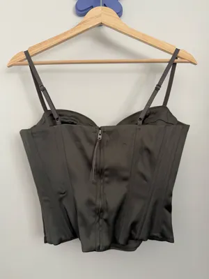 Aritzia TEN 4 Satin Bustier Corset Cami Top Coal Grey Sweetheart Minimal Party thumbnail 3