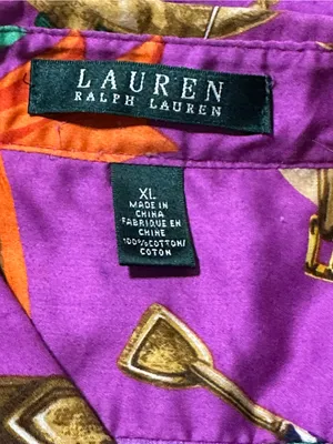 Lauren Ralph Lauren Women’s Size XL Purple Equestrian Print Button Down Shirt thumbnail 5