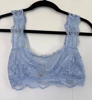 Free People Intimately Light Blue Floral Lace‎ Bralette Double Strap Size S thumbnail 1