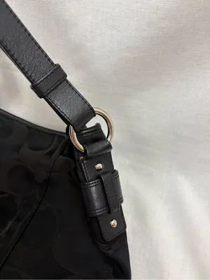 Coach Signature Optic Chain Black Shoulder Bag Purse Duffle thumbnail 7