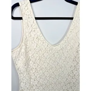 Banana‎ Republic Medium Womens Lace Tank Top Ivory Scoop Neck Cottagecore thumbnail 12