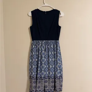 eShakti Navy and White Midi Dress thumbnail 3