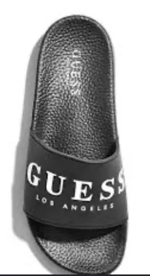 GUESS Men's Black Slide Sandal with White Logo thumbnail 1