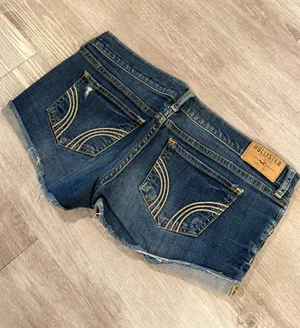 Hollister Dark Blue Frayed Hem Denim Shorts thumbnail 1