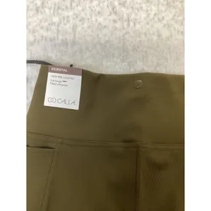 CALIA Womens Essential High-Rise Ribbed Legging Dark Khaki Olive Small WAX62 NWT thumbnail 4