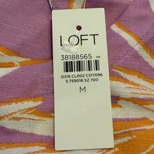 LOFT Tropical Palm Print Linen Blend Dress Women’s Size Medium Purple NWT Cruise thumbnail 11