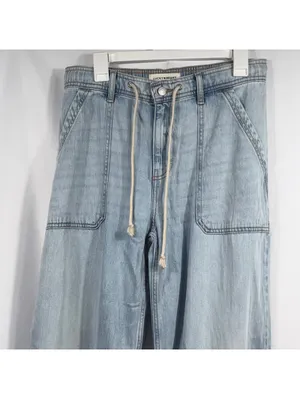 Lucky Brand Women’s Wide Leg Drawstring Chambray Jeans Medium Light Wash thumbnail 2