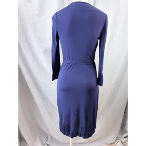 Diane von Furstenberg Navy Julian Wrap Dress 2 Long‎ Sleeve Office Classic DVF thumbnail 3
