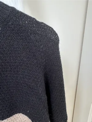 SHEIN Black and Beige Colorblock Crewneck Sweater XL thumbnail 6