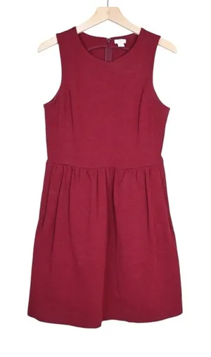 J. Crew Factory Womens M Daybreak Dress with Pockets in Burgundy thumbnail 1
