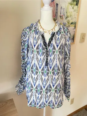Chico’s Ikat Print Woven 40th Anniversary Limited Edition Blouse Top 1.5 US 10 thumbnail 5