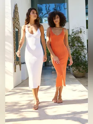 Misa Los Angeles Nova Dress in Tangerine Orange‎ Sleeveless Rib Knit Size S thumbnail 2