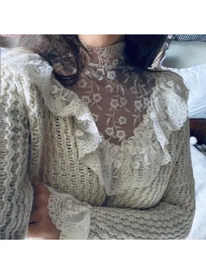 Lace Knit Sweater size small thumbnail 3
