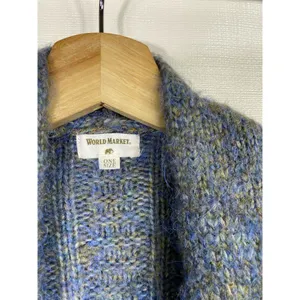 World Market Women Open Cardigan Sweater One Size Blue Gray Wool Blend Lagenlook thumbnail 5