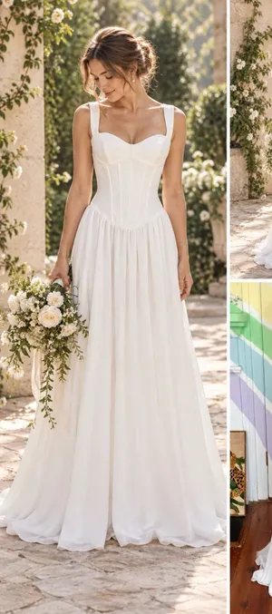 💥NWT Elliatt Emi Corset Drop-Waist Sheer Maxi Dress Soft White Sz M🧡 thumbnail 1