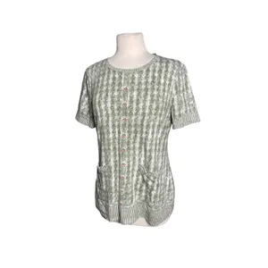 ANTHROPOLOGIE PILCRO Women’s Green Printed Front Pocket Knit Top thumbnail 4