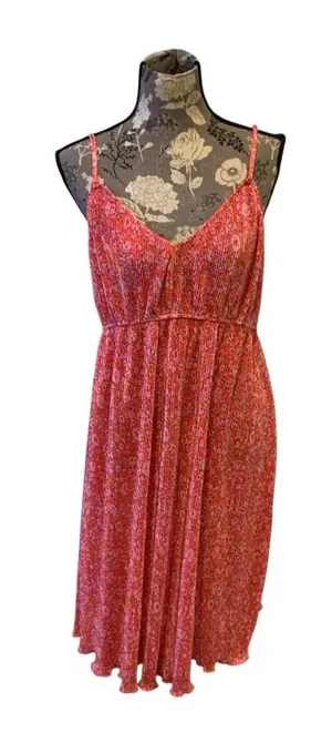 BEACHSISSI Coral Red Floral Spaghetti Strap Dress size XL thumbnail 1