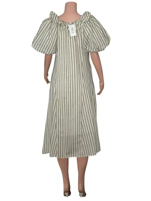 ZOCO. Good Luck Puff Sleeve Dress, Blue Stripes, Small thumbnail 5
