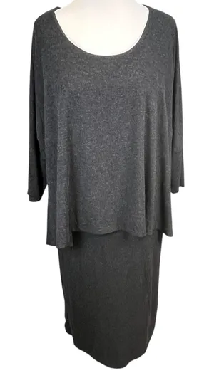 Soft Surroundings Women's‎ Gray Layered Overlay Sheath Dress Comfort Fit Small thumbnail 1