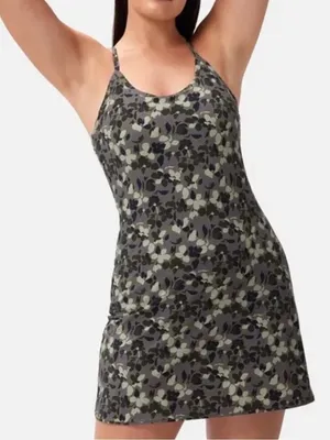 Outdoor Voices The Exercise Dress Tennis Athletic Tea Tree Floral Olive Green thumbnail 1