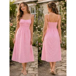 That's So Fetch Mik Cottagecore Pink Embroidered Midi Dress Size 4 thumbnail 2
