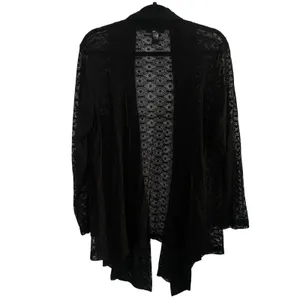 Cable Gauge Woman 1X Black Lace Duster Cardigan‎ Open Front Grandmacore Grunge thumbnail 5