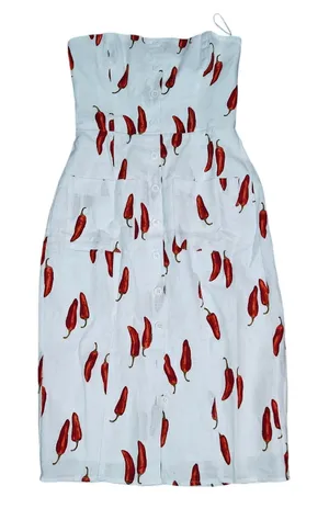 Reformation Prescott Linen Dress Red Chili Pepper Strapless Womens Size 2 thumbnail 1