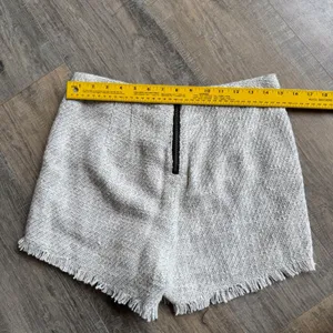 Free People‎ Cream Off-White Tweed Shorts Frayed Hem High Waist Women's Size 6 thumbnail 6
