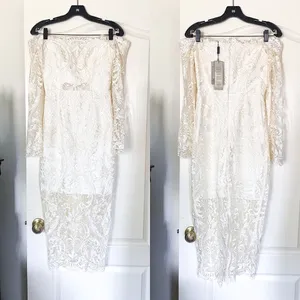 BHLDN‎ Thurley Dress Emilia Lace Semi-Sheer Off-Shoulder Bridal Ivory 8 NWT thumbnail 2