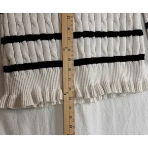 American Living White With‎ Black Stripes Sweater Women's Size Medium Ruffles thumbnail 10