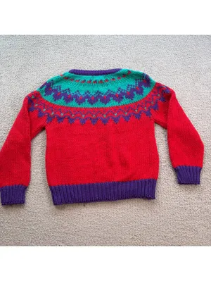 Vintage 80s Fabrizio Weathervane Fair Isle Ramie Sweater Medium Colorful Knit thumbnail 2